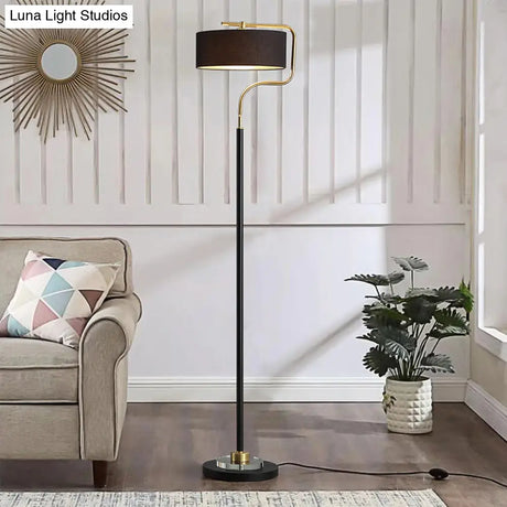 Classic Drum Shade Standing Floor Lamp With Fabric - Black
