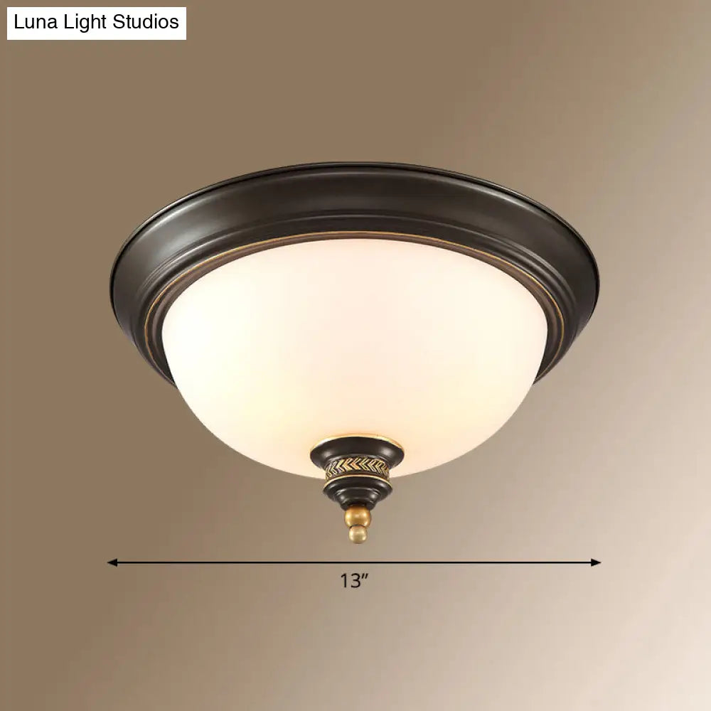 Classic Frosted Glass Dome Ceiling Light Fixture For Bedroom