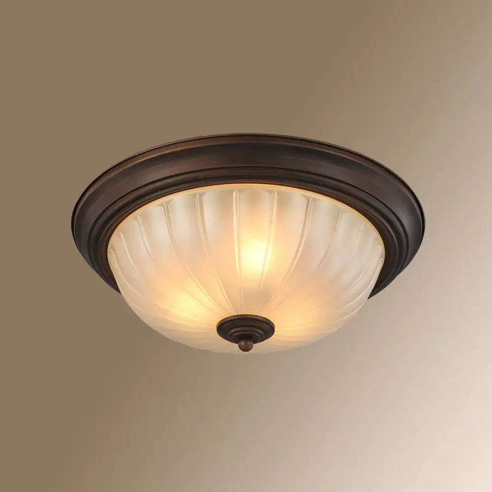 Classic Frosted Glass Dome Ceiling Light Fixture For Bedroom Bronze / 13