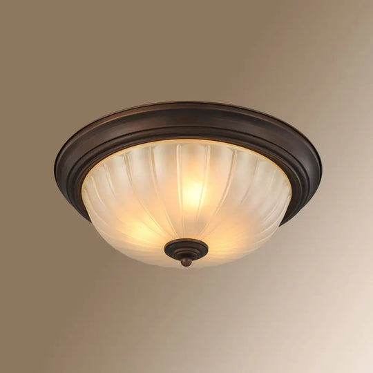 Classic Frosted Glass Dome Ceiling Light Fixture For Bedroom Bronze / 13