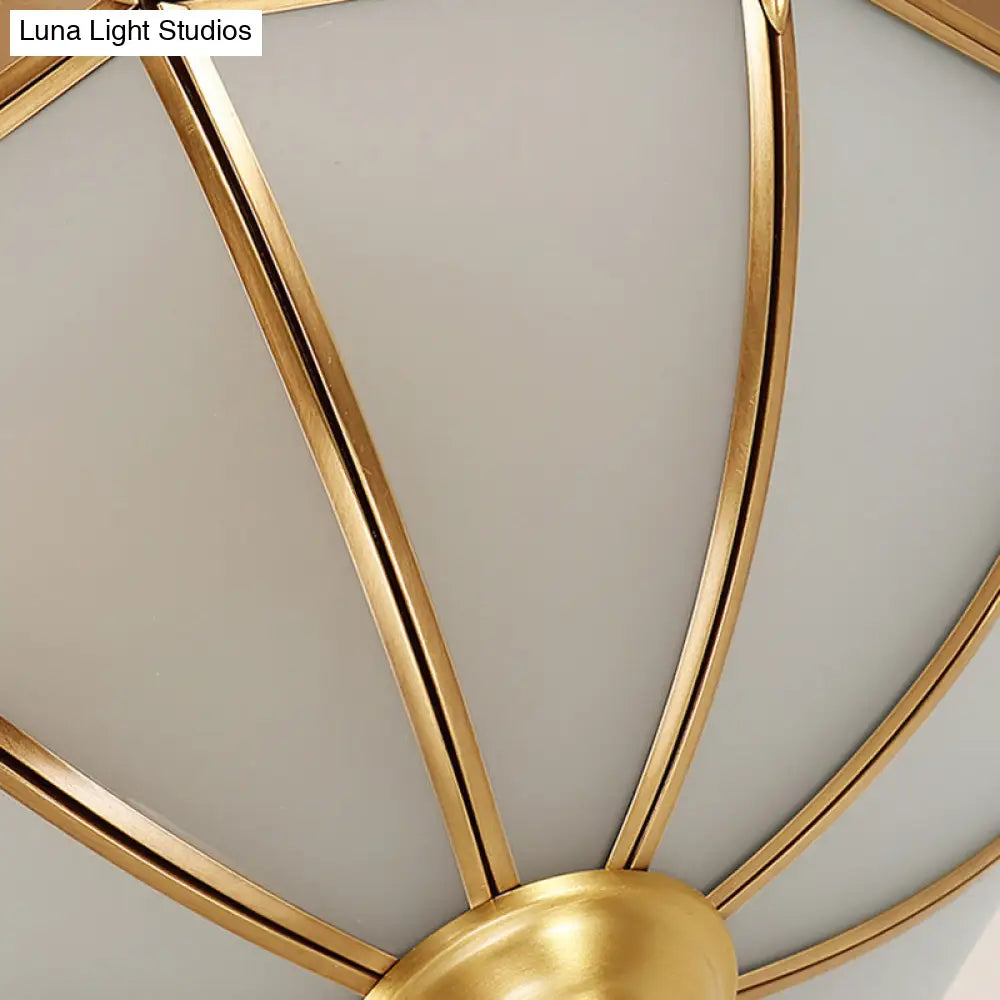 Classic Glass And Brass Ceiling Mount Light Fixture