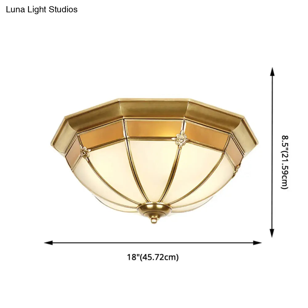 Classic Glass And Brass Ceiling Mount Light Fixture