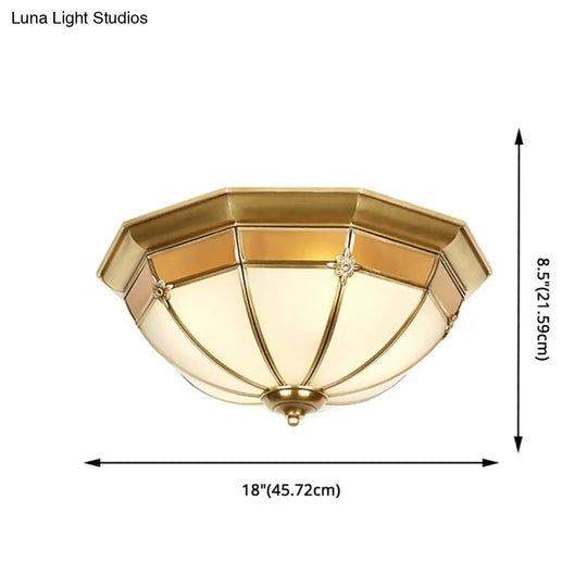 Classic Glass And Brass Ceiling Mount Light Fixture