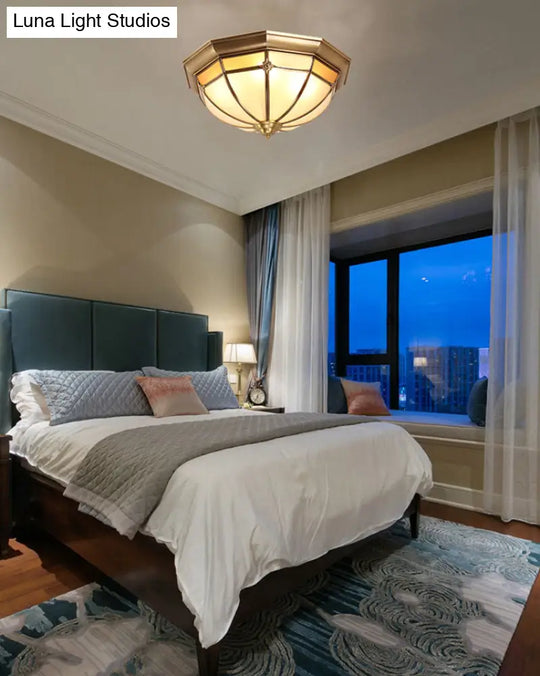 Classic Glass And Brass Ceiling Mount Light Fixture