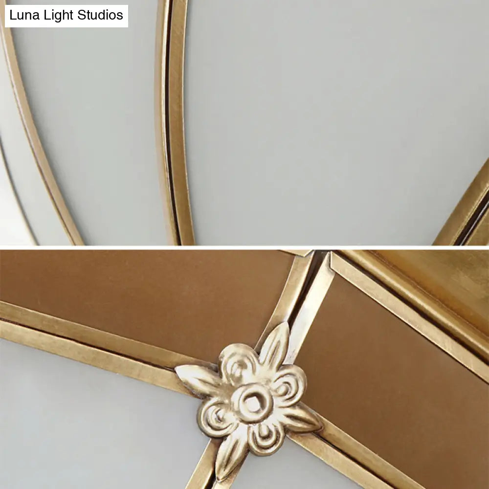 Classic Glass And Brass Ceiling Mount Light Fixture
