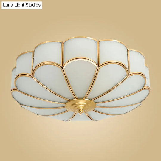 Classic Glass Brass Flush Mount Ceiling Light Fixture - Flower Bedroom