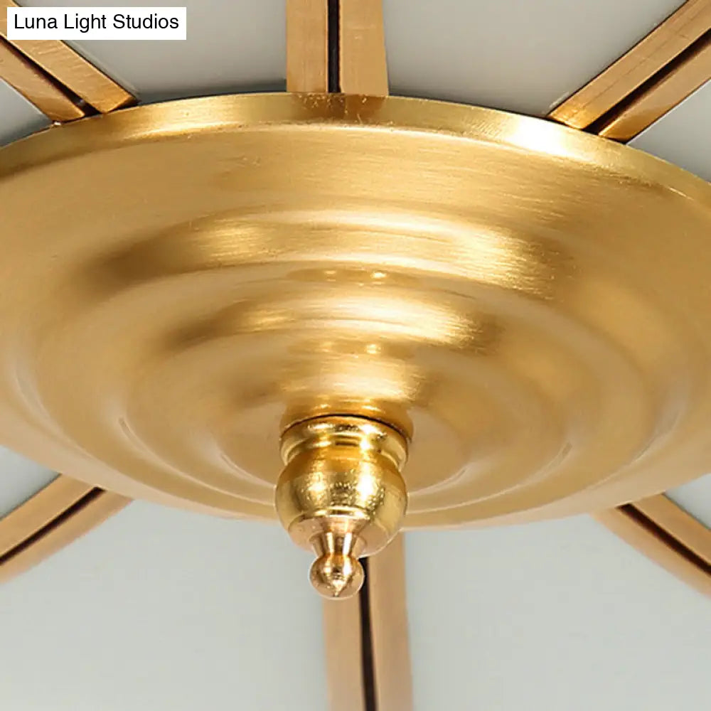 Classic Glass Brass Flush Mount Ceiling Light Fixture - Flower Bedroom