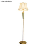 Classic Gold Fabric Floor Lamp With Tapered Shade - Ideal For Living Room