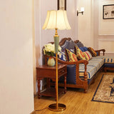 Classic Gold Fabric Floor Lamp With Tapered Shade - Ideal For Living Room / Ceramic A