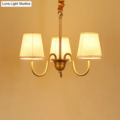 Classic Gold Metal Chandelier With Tapered Fabric Shade - Available In 3 6 Or 8 Lights