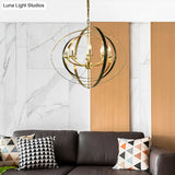 Classic Gold Pendant Chandelier - 8-Light Metal Hanging Light For Living Room