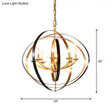 Classic Gold Pendant Chandelier - 8-Light Metal Hanging Light For Living Room