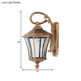 Classic Lantern Wall Sconce - Clear Glass Bronze Finish 1 Bulb Mount Lamp