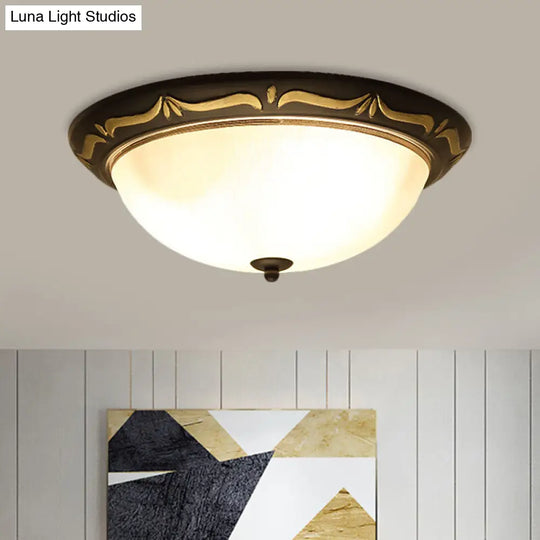 Classic Milk Glass Dome Ceiling Fixture - Led Brown Flush Mount Lighting (12.5/15 Width) / 12.5