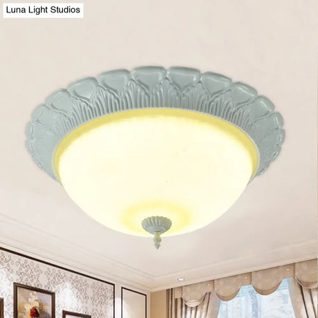 Classic Opaline Glass Led Flush Lamp Ceiling Fixture - White 16’/20.5’ Wide With Warm/White Light