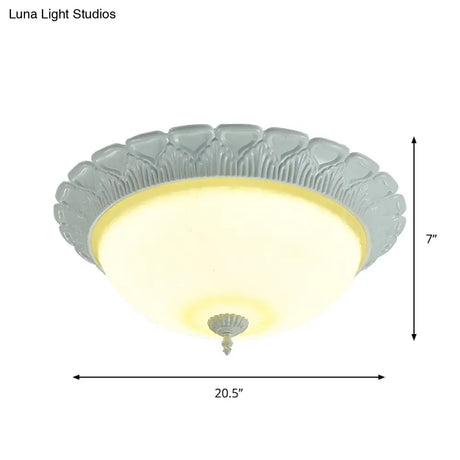 Classic Opaline Glass Led Flush Lamp Ceiling Fixture - White 16’/20.5’ Wide With Warm/White Light