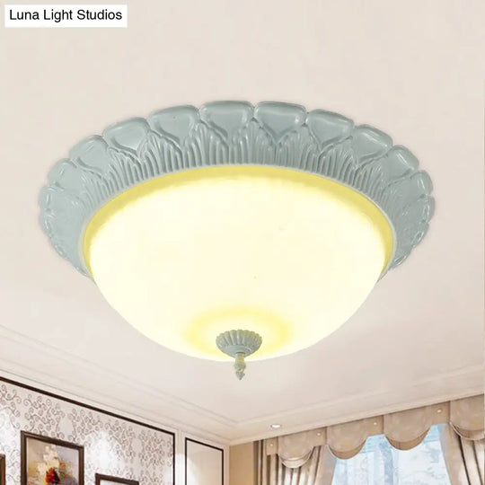 Classic Opaline Glass Led Flush Lamp Ceiling Fixture - White 16’/20.5’ Wide With Warm/White Light