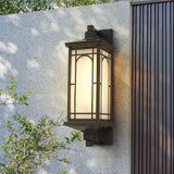 Classic Style Black Lantern Wall Sconce With Opaline Glass - 1-Light Lodge Mount Lighting