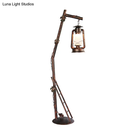 Classic Style Copper Crystal Floor Reading Lamp - Oil Shaped Standing Light 1-Light