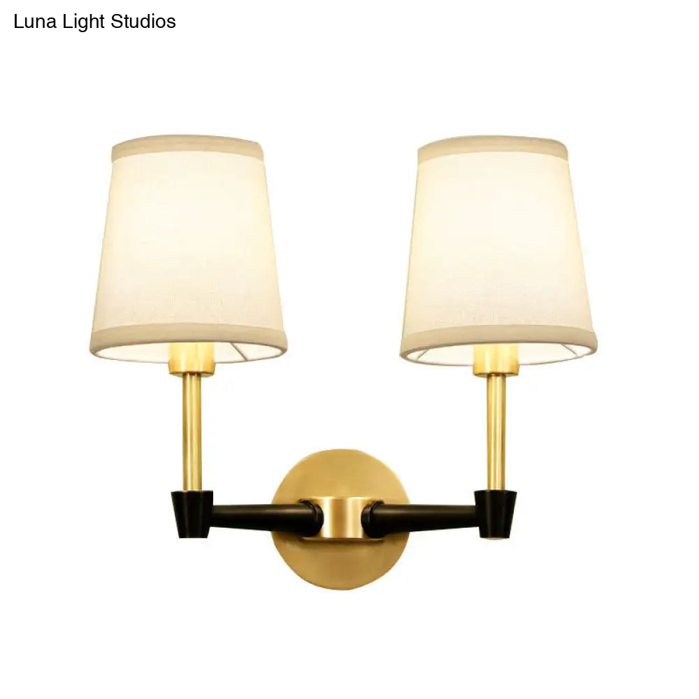 Classic Tapered Wall Mount Light Fixture - Half-Bulb Fabric Sconce In Black