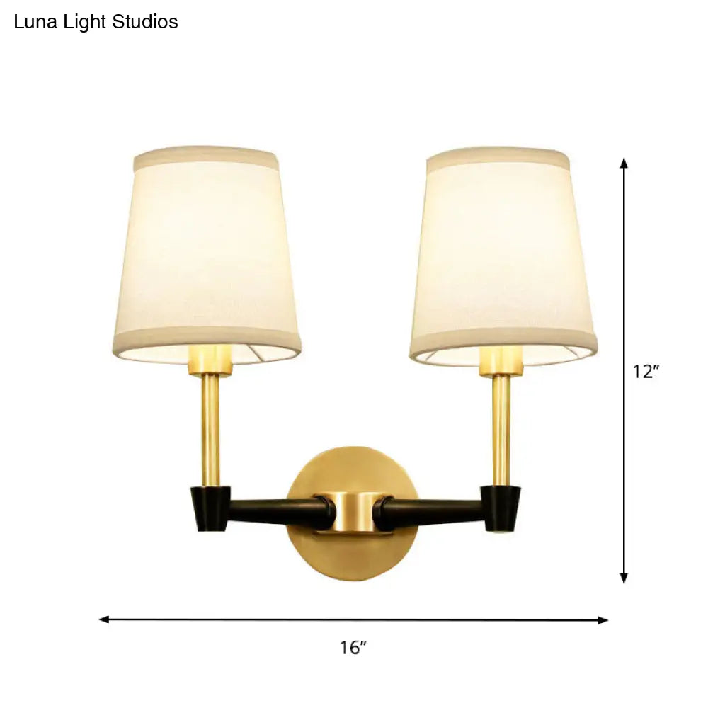 Classic Tapered Wall Mount Light Fixture - Half-Bulb Fabric Sconce In Black