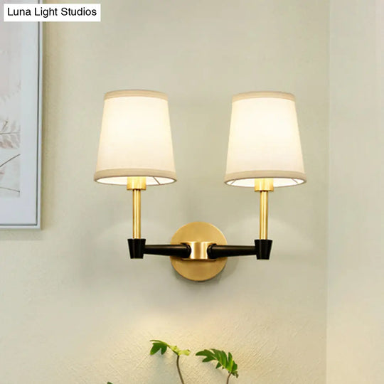 Classic Tapered Wall Mount Light Fixture - Half-Bulb Fabric Sconce In Black