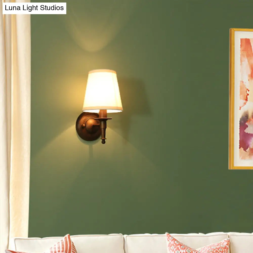 Classic Wall Bucket Light: Fabric Fixture Dark Coffee - Living Room