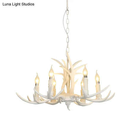Classic White Deer Horn Resin Chandelier Pendant Light For Living Room