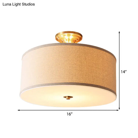 Classic White Drum Semi Flush Light For Living Room With 4 Lights 16’/19.5’ Wide