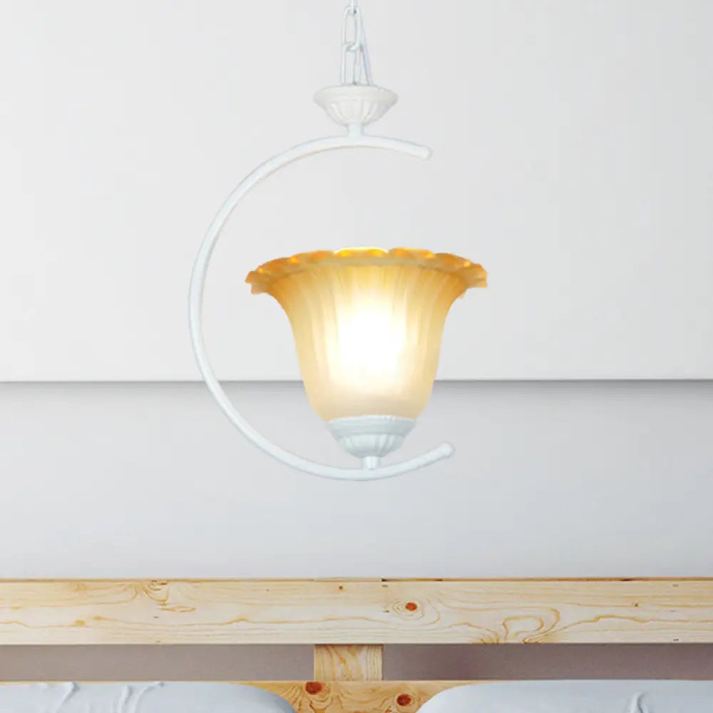 Classical Flared Pendant Light Fixture - White/Black Metal For Living Room Ceiling White