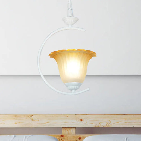 Classical Flared Pendant Light Fixture - White/Black Metal For Living Room Ceiling White