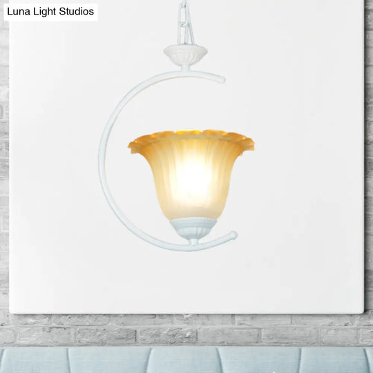 Classical Flared Pendant Light Fixture - White/Black Metal For Living Room Ceiling