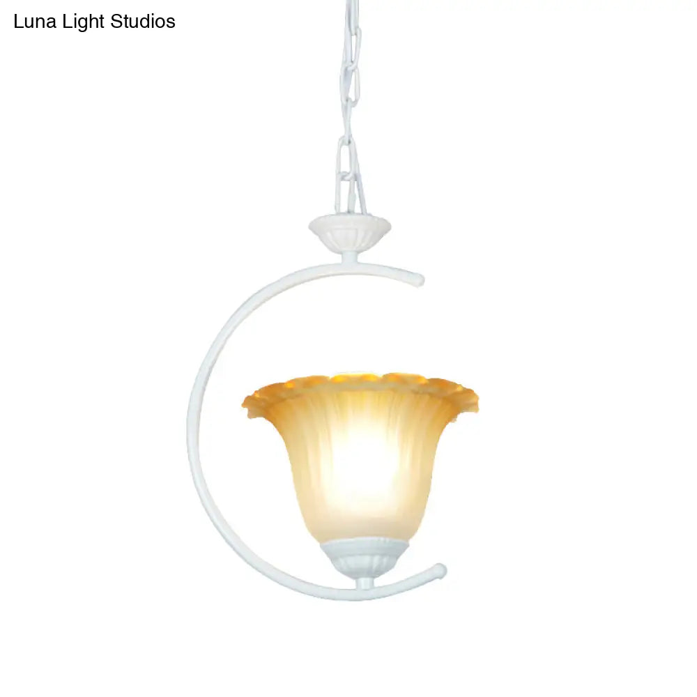 Classical Flared Pendant Light Fixture - White/Black Metal For Living Room Ceiling