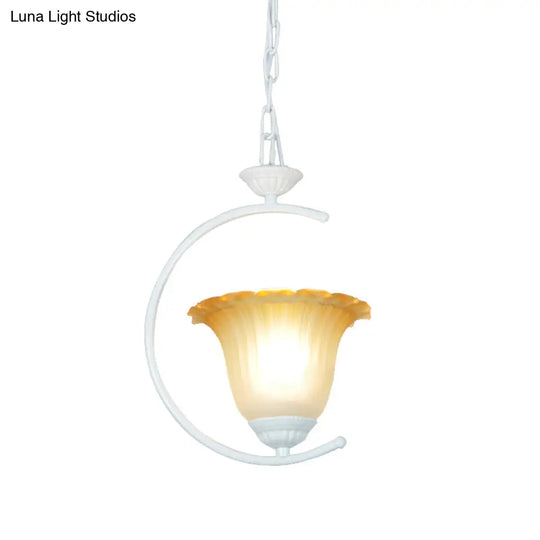 Classical Flared Pendant Light Fixture - White/Black Metal For Living Room Ceiling