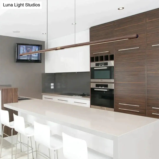 Claudo Linear Nordic Black Walnut LED Solid Wood Pendant Lights pendant Light