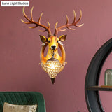 Clear Beveled Crystal Sconce With Rural White/Brown/Black Finish And Faux Elk Backplate - Bedroom