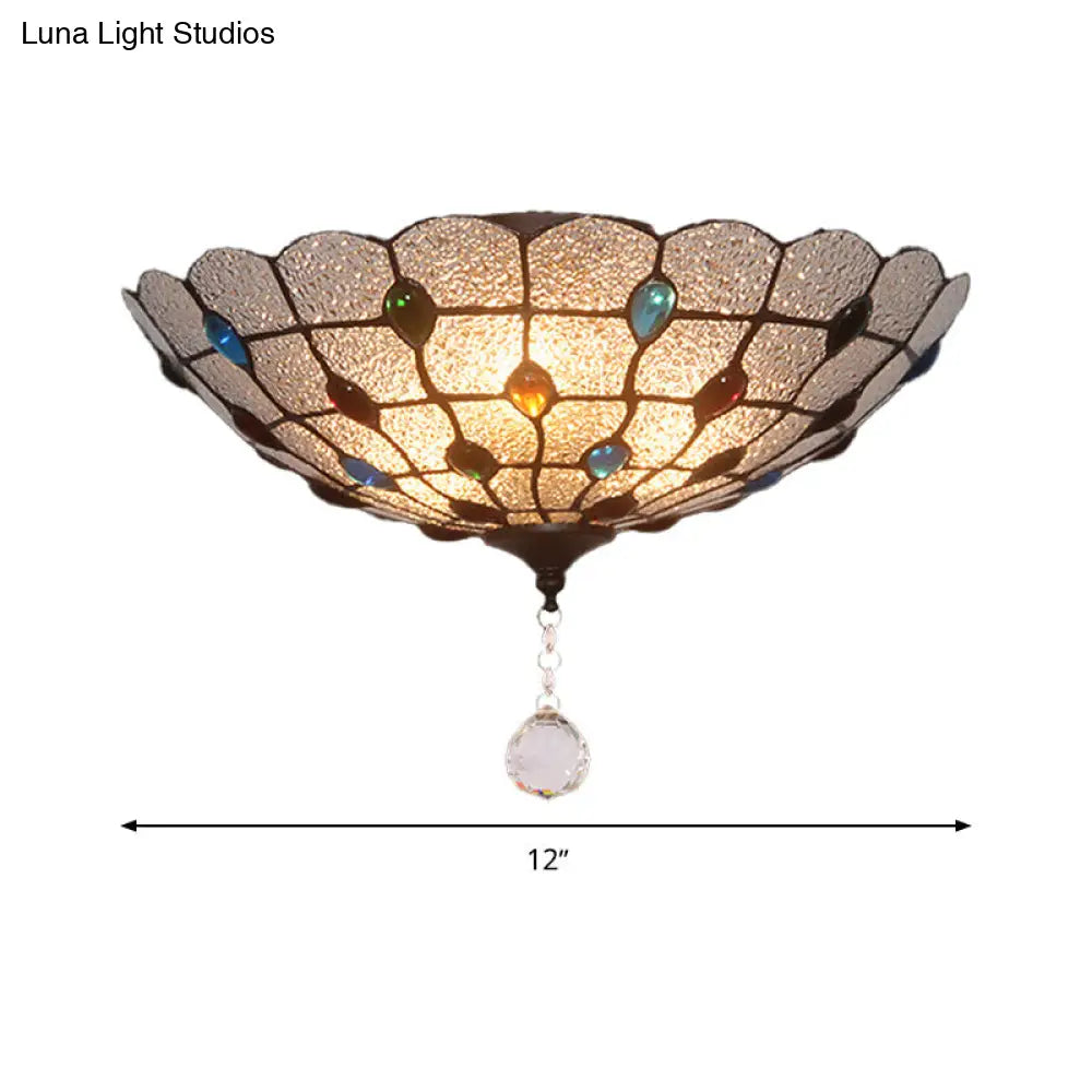 Clear Bubble Glass Flush Mount Tiffany Ceiling Lighting Jeweled 2/3/4 Lights Ideal For Dining Room