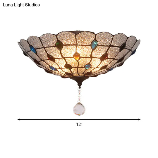 Clear Bubble Glass Flush Mount Tiffany Ceiling Lighting – Jeweled 2/3/4 Lights Ideal For Dining