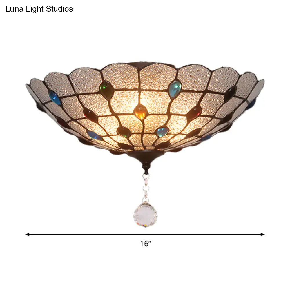 Clear Bubble Glass Flush Mount Tiffany Ceiling Lighting Jeweled 2/3/4 Lights Ideal For Dining Room