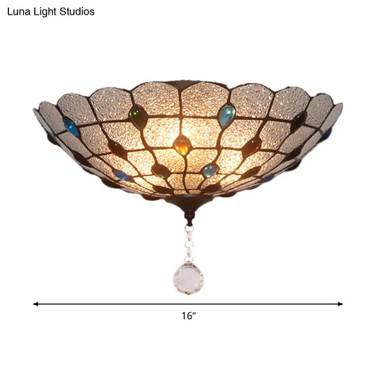 Clear Bubble Glass Flush Mount Tiffany Ceiling Lighting Jeweled 2/3/4 Lights Ideal For Dining Room