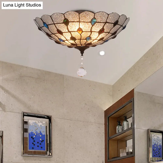 Clear Bubble Glass Flush Mount Tiffany Ceiling Lighting Jeweled 2/3/4 Lights Ideal For Dining Room