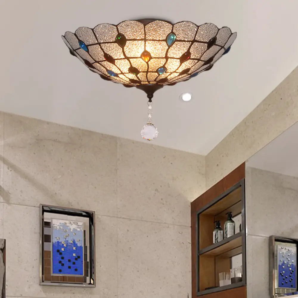 Clear Bubble Glass Flush Mount Tiffany Ceiling Lighting – Jeweled 2/3/4 Lights Ideal For Dining