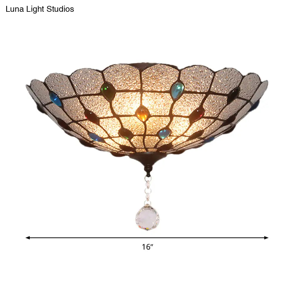 Clear Bubble Glass Flush Mount Tiffany Ceiling Lighting – Jeweled 2/3/4 Lights Ideal For Dining