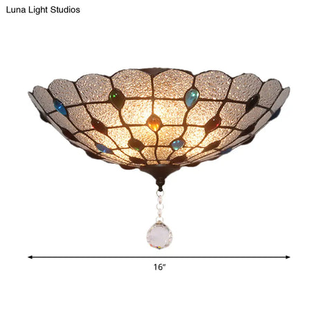 Clear Bubble Glass Flush Mount Tiffany Ceiling Lighting – Jeweled 2/3/4 Lights Ideal For Dining