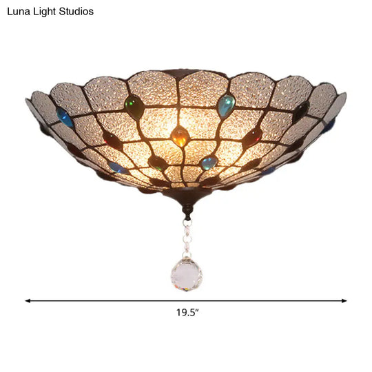 Clear Bubble Glass Flush Mount Tiffany Ceiling Lighting Jeweled 2/3/4 Lights Ideal For Dining Room