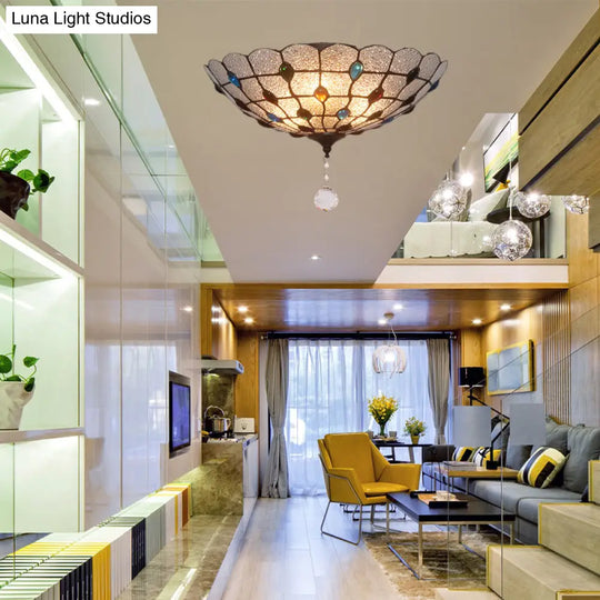 Clear Bubble Glass Flush Mount Tiffany Ceiling Lighting – Jeweled 2/3/4 Lights Ideal For Dining
