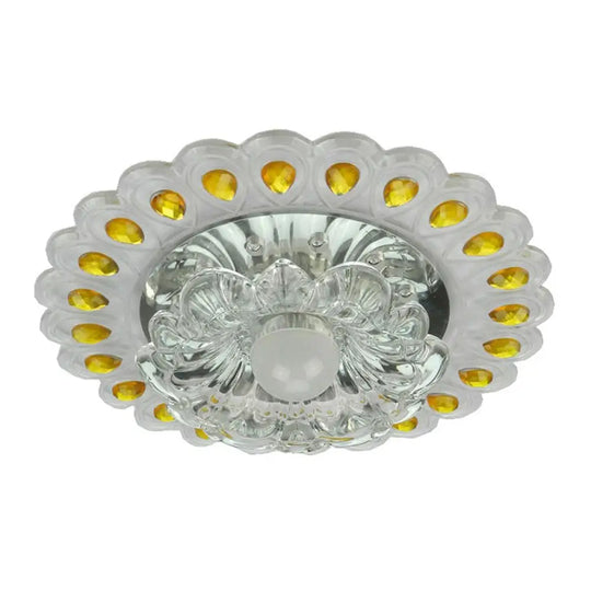 Clear Crystal Blossom Flush Mount Led Entryway Lighting Fixture