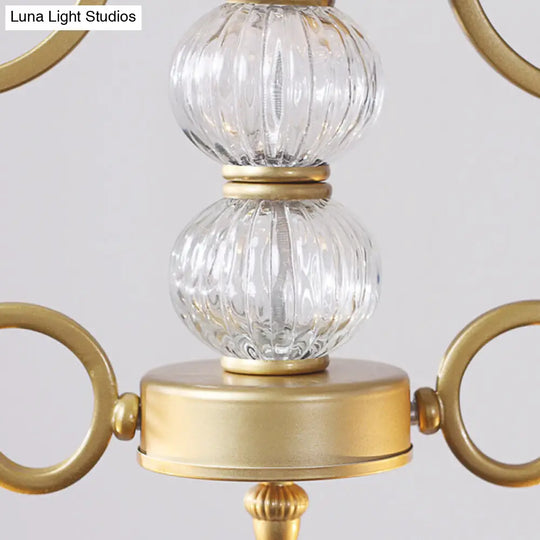 Clear Crystal Chandelier Light Fixture - Modern Bell Shade Hanging Lamp With 2 Bulbs In Gold For