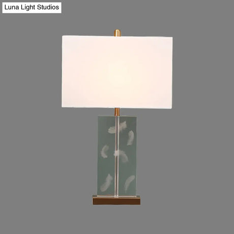 Clear Crystal Desk Lamp: Modern 1 Bulb White Table Light With Fabric Shade