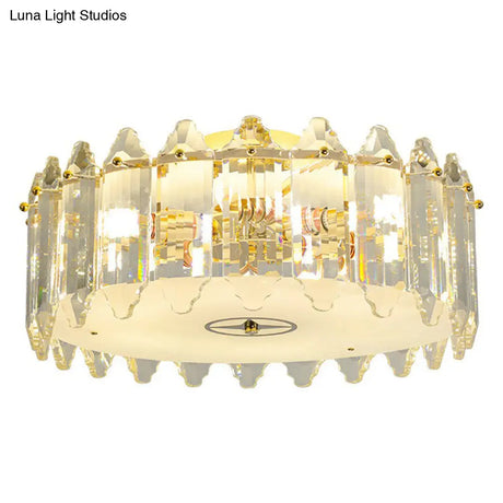 Clear Crystal Flush Mount Ceiling Light Fixture - Elegant 6 - Light Lighting For Bedroom